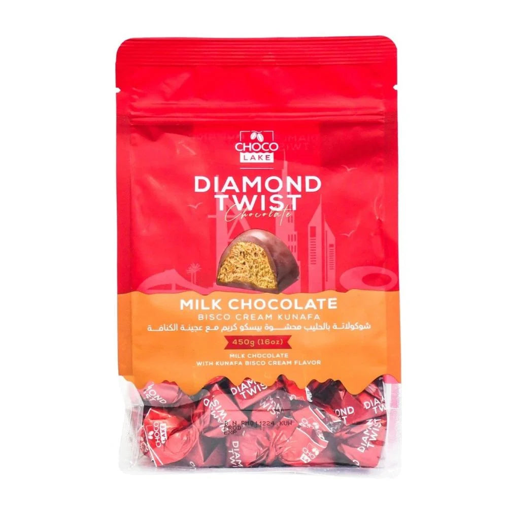 Choco Lake Diamond Twist Milk Chocolate With Kunafa Bisco 450g