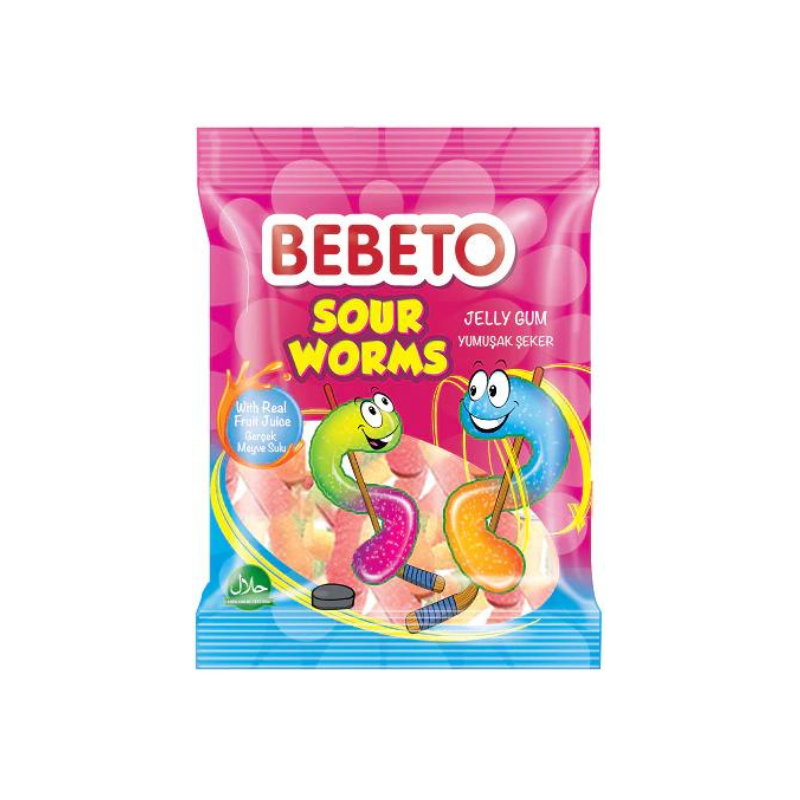 Bebeto Sour Worms Jelly Candy 80g