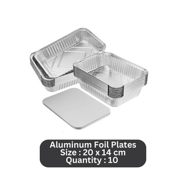 Labib Disposable Aluminum Foil Plates - Size: 20x14cm - 10 Pcs