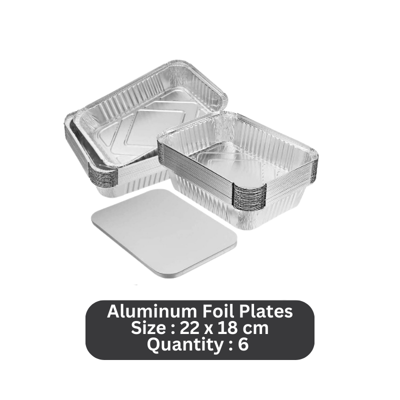 Labib Disposable Aluminum Foil Plates - Size: 22×18cm - 6 Pcs