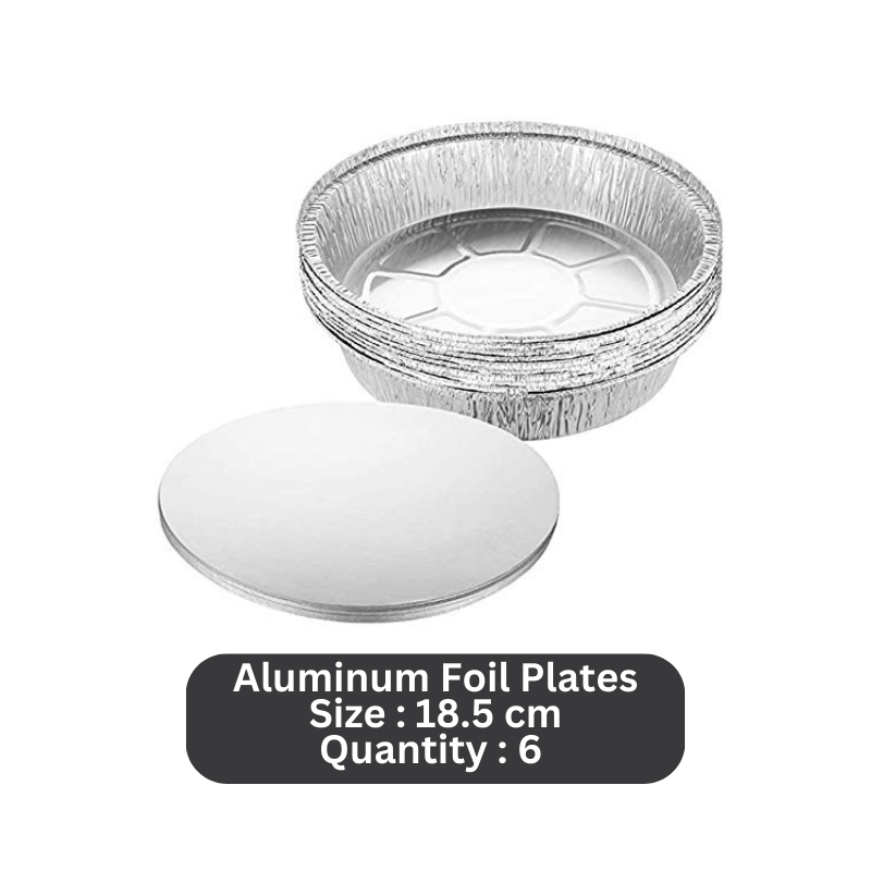 Labib Round Disposable Aluminum Foil Plates - Size: 18.5cm - 6 Pcs