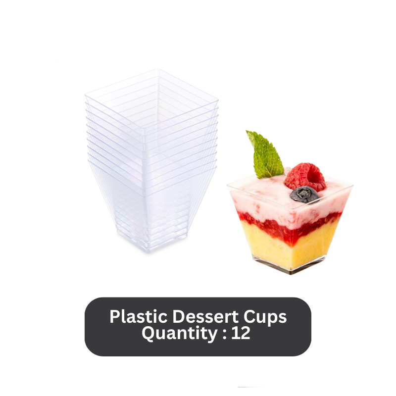 لبيب كوب حلويات بلاستيك للاستعمال مرة واحدة (شكل مربع) × 12 قطعة