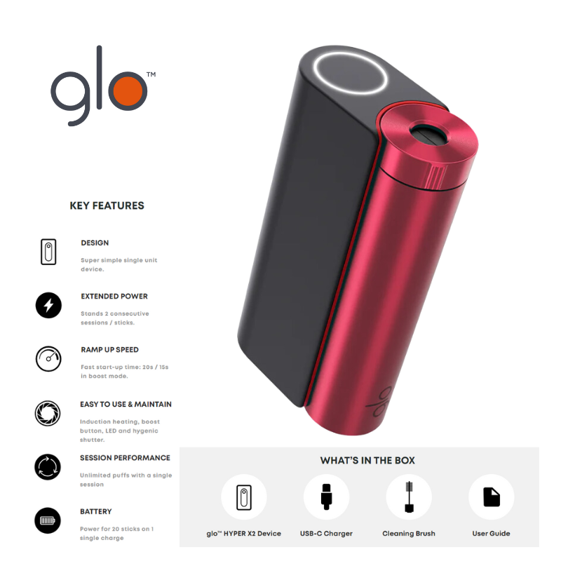 جهاز Glo HYPER X2 - أحمر وأسود
