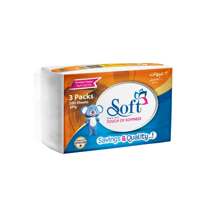 Soft Tissue 200 Sheets x 3 packs