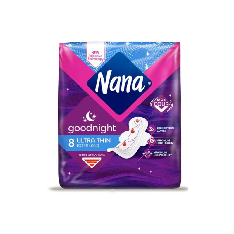Nana Ultra Thin Extra Long Pads Night 8 Pcs