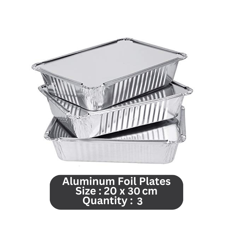 Labib Disposable Aluminum Foil Plates - Size: 20x30cm - 3 Pcs