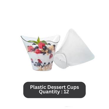 Labib Disposable Plastic Dessert Cups (Triangle shape) x 12 Pcs
