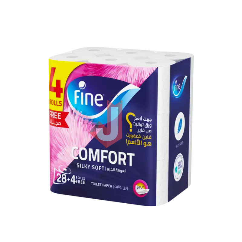 Fine Toilet Paper Comfort Silky Soft 28+4 Rolls Free