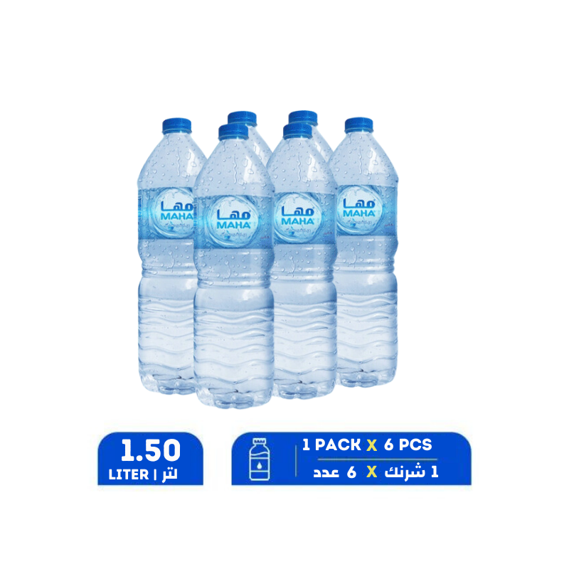 مها مياه شرب معبأة 1.5 لتر × 6 قطع