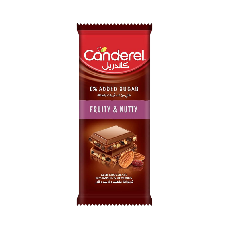 Canderel Fruity & Nutty Chocolate Bar No Add Sugar 100g