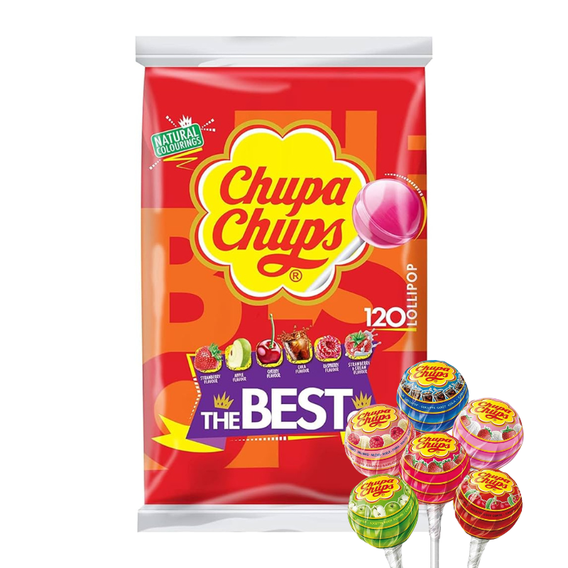 Chupa Chups Best Of Lollipops Bag, Iconic Classic, 120 Pieces
