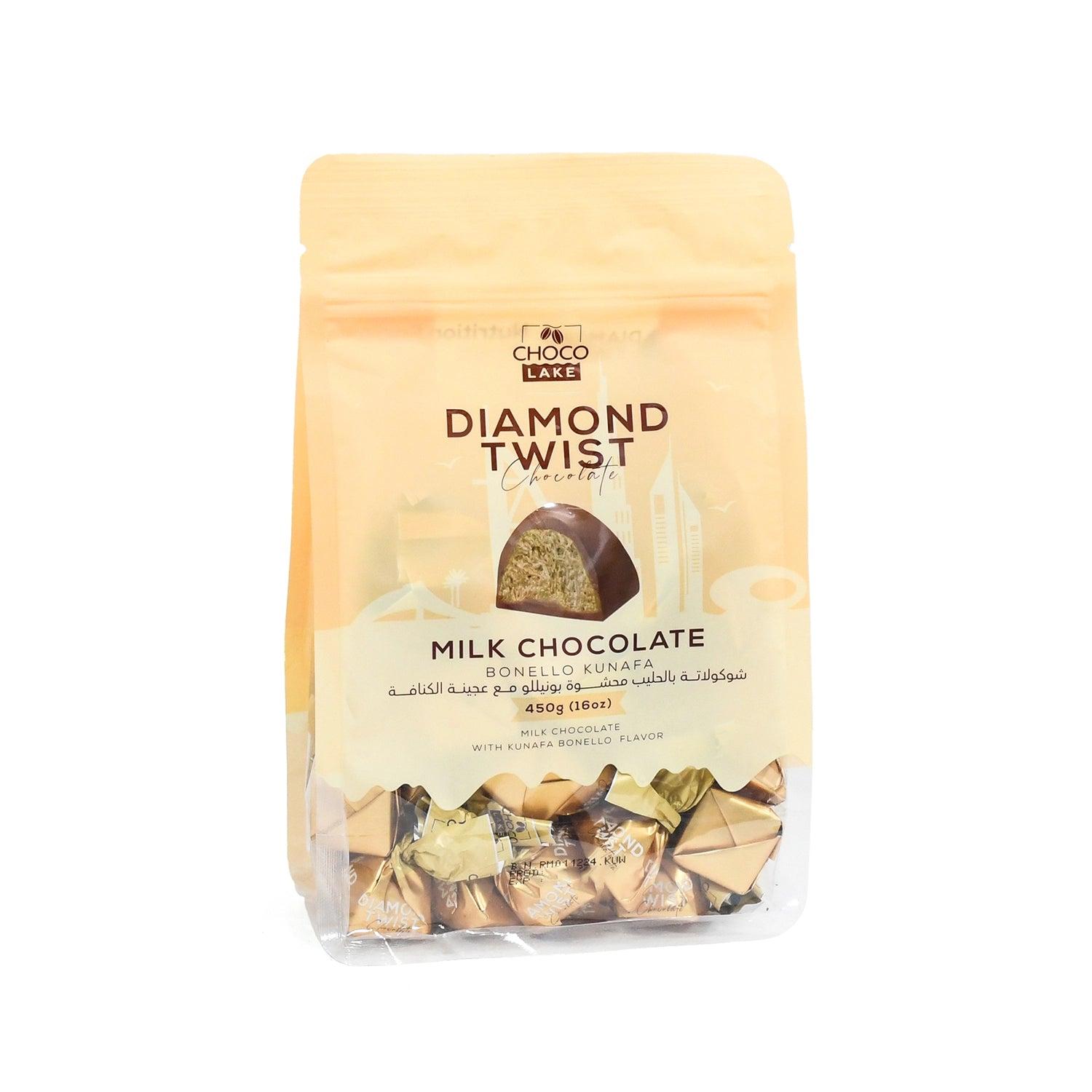 Choco Lake Diamond Twist Milk Chocolate With Kunafa Bonello 450g