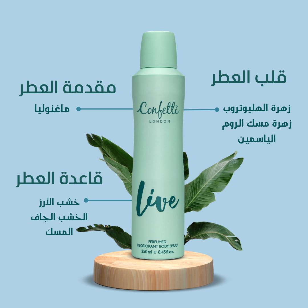 Confetti Live Perfumed Deodorant Body Spray 250ml