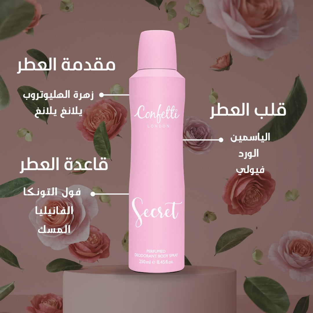 Confetti Secret Perfumed Deodorant Body Spray 250ml