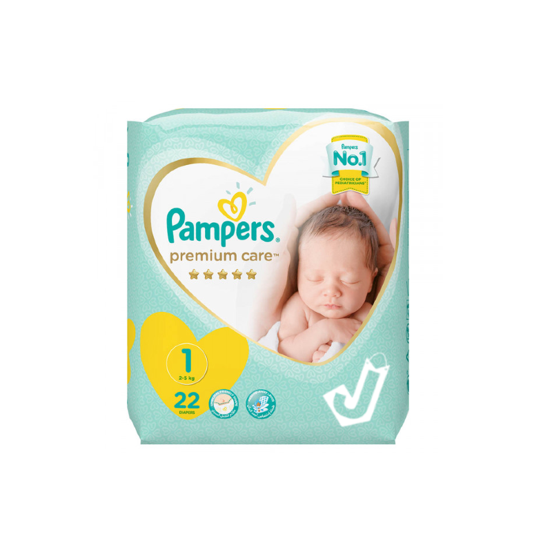 German Pampers Premium Care New Born No.1 (2-5 KG ) 22 Diapers