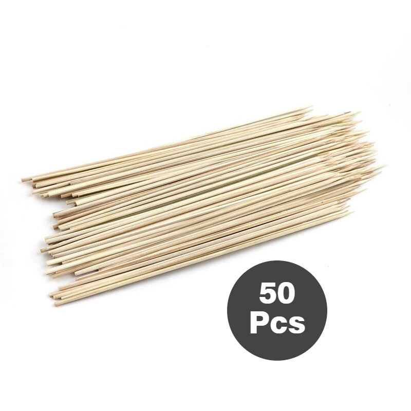 Bamboo Skewers Barbecue Wood Sticks Wide for Outdoor Picnic - 50 Pcs