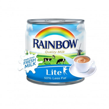 Rainbow milk evaporated lite less fat 50% 170 gm