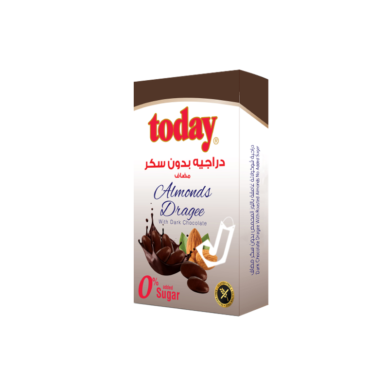 Today Almonds Dragee with Dark Chocolate, No Added Sugar 60g