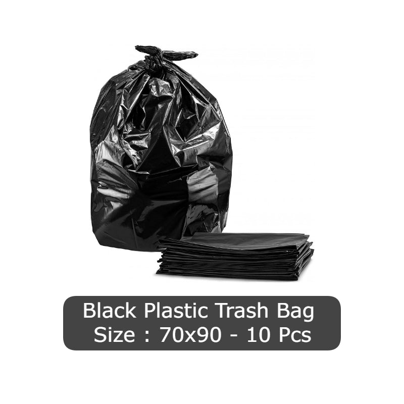 Black Plastic Trash Bag 70x90 cm 10 Pcs