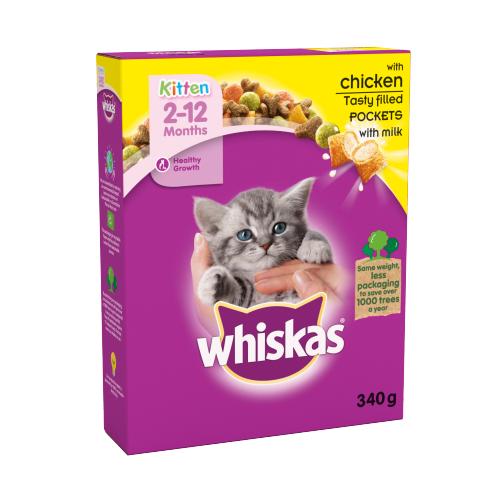 Whiskas Kitten Complete Dry Cat Food Biscuits Chicken 340 g