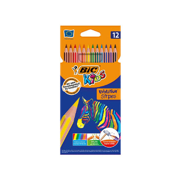 Bic Kids Evolution Stripes Colouring Pencils 12 Pcs