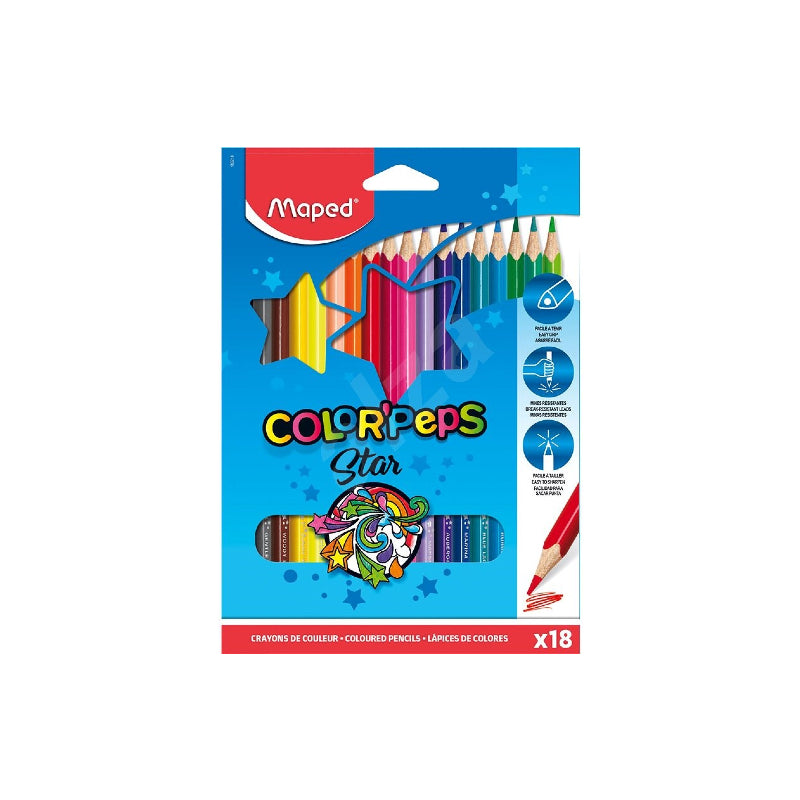 أقلام رصاص ملونة من مابيد بيبس ستار 18