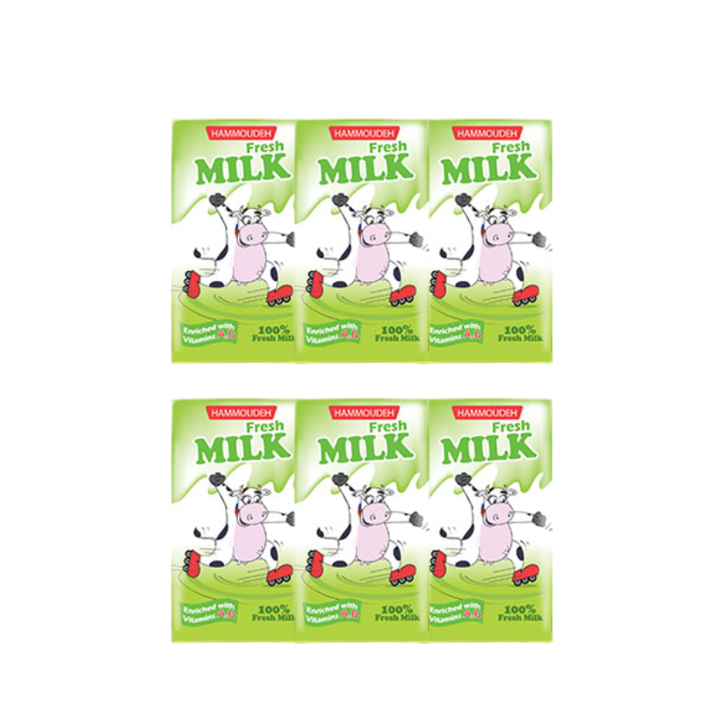 Hammoudeh fresh milk with Vitamin A,D 125ml x 6Pcs