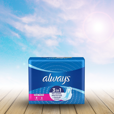 Always Maxi Thick Long 3-in-1, 9 Pads